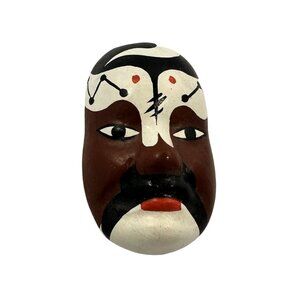 Vintage Handcrafted Chinese Opera Mask Pin Brooch
